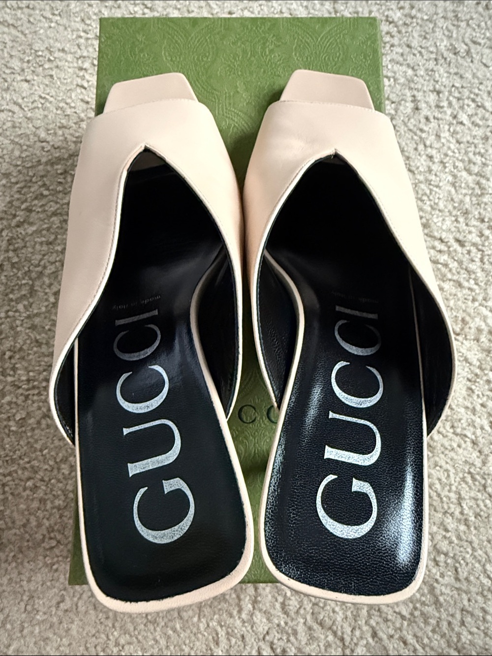 Gucci Leather Slides with heeled peeptoe - Picture 4 of 6